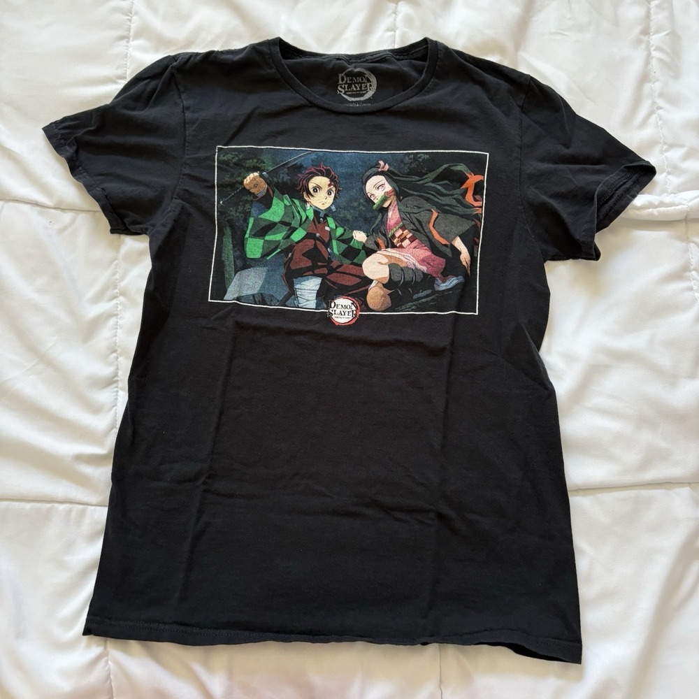 Demon Slayer Shirt Adult Small Black Tanjiro Nezuko Anime Kimetsu No Yaiba Tee
